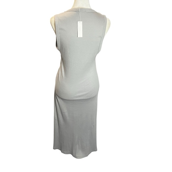 James Perse Ribbed Midi A-Line Dress Gray Cotton Button Front NWT Size 3 (L) - Picture 6 of 9